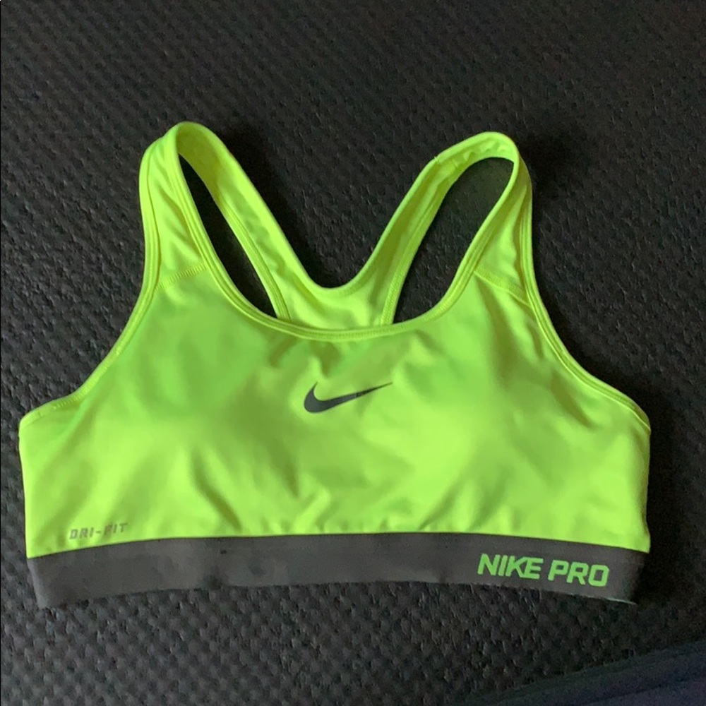 Nike Pro Sports Bra Neon Green/Gray Dri-Fit